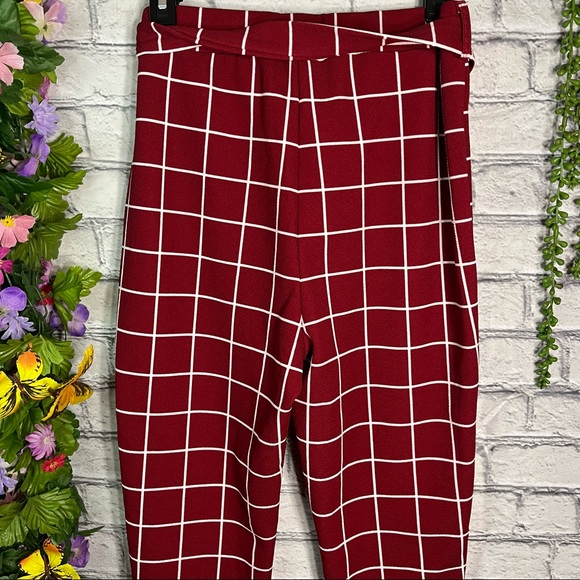 „🌸5/$25🌸NWOT Shein Plaid/ Grid Self Belted Pants Size large - Picture 7 of 16